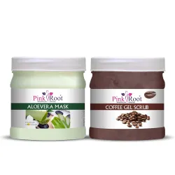 Pink Root Aloe Vera Mask 500gm with Coffee Gel Scrub 500gm
