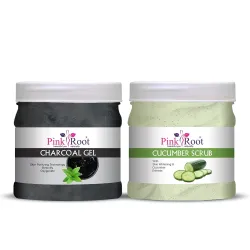 Pink Root Cucumber Scrub 500gm With Charcoal Gel 500gm