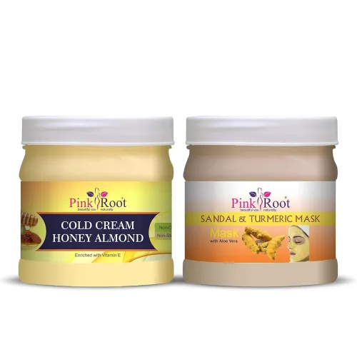 Image of Pink Root Honey Almond Cold Cream 500gm with Sandal Turmeric Mask 500gm