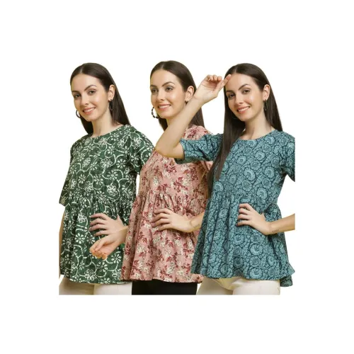 Image of Pinkimint Crape Combo Top for Women