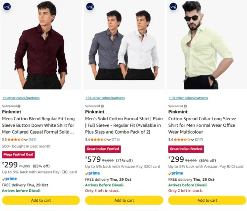 Image of Pinkmint Amazon Brand - Symbol Men's Cotton Formal Shirt | Plain | Full Sleeve