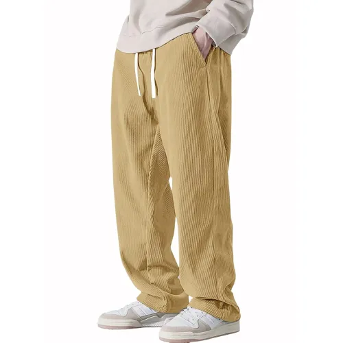 Image of Pinkmint Men's Poly Lycra Ribbed Relaxed Fit Stretchable & Comfortable Trouser | Flexible Elastic Waist with Drawstring 