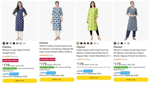 Image of Pinkmint Women Kurta upto 93% Discount