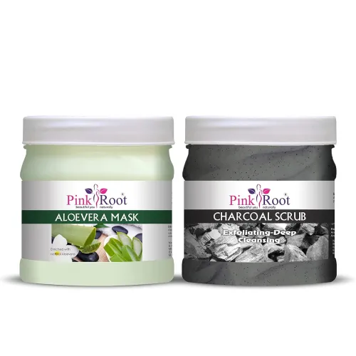 Image of Pink Root Aloe Vera Face Mask & Charcoal Scrub (500g)