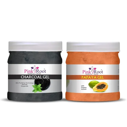 Image of Pink Root Charcoal Gel 500g and Papaya Gel 500g Combo