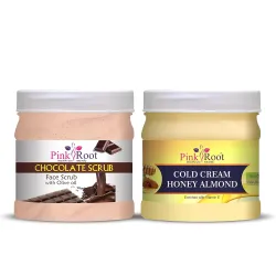 Pink Root Chocolate Scrub & Honey Almond Cold Cream Combo (2x500ml)