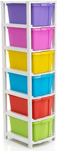 Image of Pinkwhale 6 Compartments Plastic Modular Drawer (Multicolor).