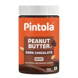 Pintola Peanut Butter Chocolate Flavour Creamy 500g - 18.6g Protein & 5.2g Dietary Fiber, Made with Premium Roasted Nuts & Cocoa, Gluten Free, Zero Cholesterol & Trans Fat, Vit E & B3, Dark....