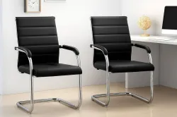 Pistevo Venus Ergonomic Leather Chair (Black Set of 2)