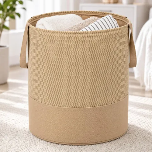 Image of Pivalo 45L Foldable Laundry Basket Round Freestanding Laundry-Bag with Handles