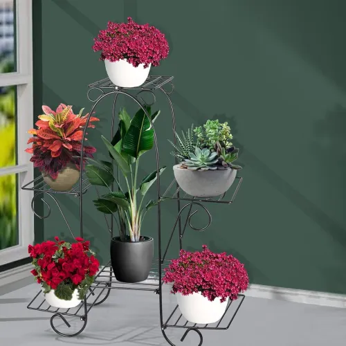 Image of Pivalo 6 Tier Plant Stand Multilayer Floor Standing Rack Galvanized Metal Flower Pot Holder Indoor Gamla Support Corner 
