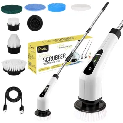 Pivalo 7in1 Cordless Electric Spin Scrubber 400 RPM Adjustable Bathroom Cleaning Brush with 2600 mAh Battery & 7 Replace