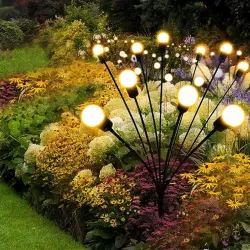 Pivalo 8 LED Solar Firefly Swaying Starburst Light Automatic Waterproof Ground Lamp pack 4