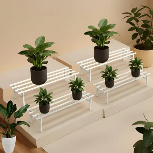 Image of Pivalo Rectangle Plant Stand Anti-Rust Metal Flower Pot Holder 120 kg Capacity Outdoor and Indoor Planters Gamla Stands 