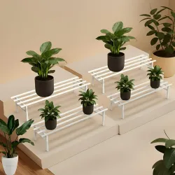 Pivalo Rectangle Plant Stand Anti-Rust Metal Flower Pot Holder 120 kg Capacity Outdoor and Indoor Planters Gamla Stands 