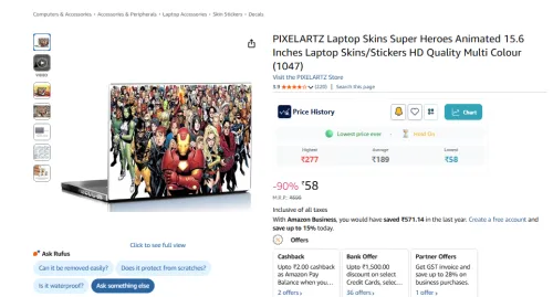 Image of PIXELARTZ Skins Super Heroes Animated Laptop Stickers