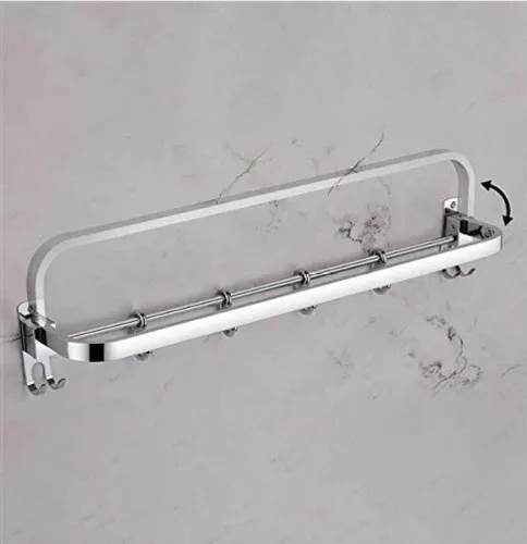 Image of pizmo Stainless Steel 2-Tier Wall Shelf with Towel Holder