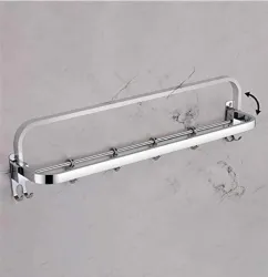 pizmo Bathroom Accessories Stainless Steel Wall Shelf (Number of Shelves - 2, STEEL Towel Holder (Stainless Steel)