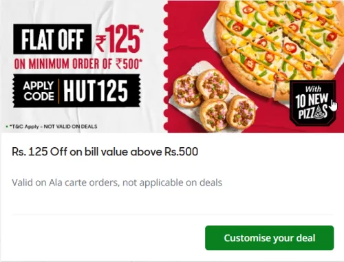 Image of Pizza Hut Offer: falt ₹150 off on order above ₹500