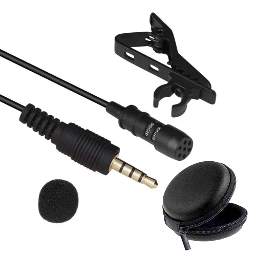Image of Planetoid Lapel Microphone Omnidirectional Coller Mic with Carrying Pouch for Recording with Clip-on for Bloggers and Vl