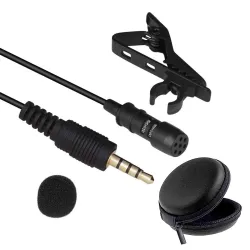 Planetoid Lapel Microphone Omnidirectional Coller Mic with Carrying Pouch for Recording with Clip-on for Bloggers and Vl