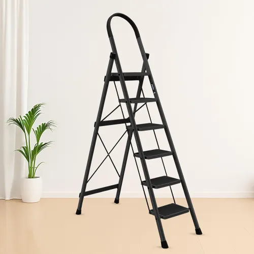 Image of Plantex Apex 6-Step Foldable Steel Ladder (Black)