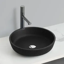 Plantex Wash Basin for Bathroom/Glass Table Top Wash Basin/Countertop Basin for Home/Office - (Black)