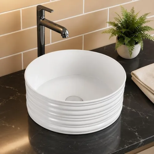 Image of Plantex Ceramic Table Top Designer Bathroom Wash Basin 16 Inch