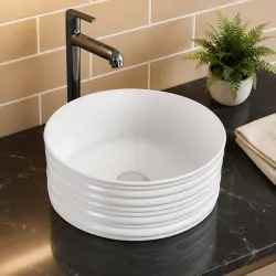 Plantex Ceramic Table Top Wash Basin For Bathroom/Designer WashBasin/Bathroom Wash Basin (White, 16 x 16 x 6 Inch)
