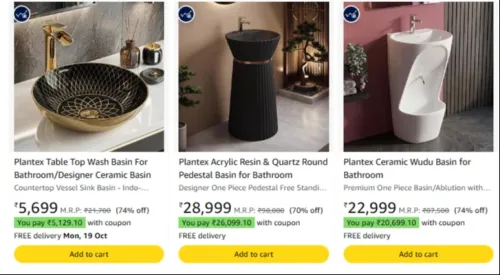 Image of Plantex Ceramic Wash Basin at upto 70% Discount