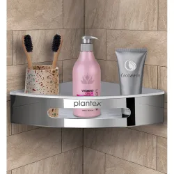 Plantex Corner Shelf for Bathroom Wall / 304 Grade Stainless Steel Bathroom Corner Rack/Bathroom Organizer/Kitchen Side Corner Shelf/Kitchen Shelf -(Silver and White, 9x9 inches)