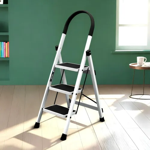 Image of Plantex Ladder for Home 3 Steps/Foldable Ladder with Anti-Skid Wide Steps