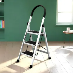 Plantex Ladder for Home 3 Steps/Foldable Ladder with Anti-Skid Wide Steps