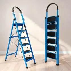 Plantex Ladder for Home - Premium Steel Foldable 6-Step Ladder - Anti Skid Strong Steps with 5 Years Manufacturer Warranty (Blue)