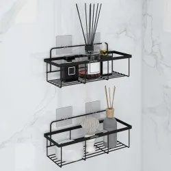 Plantex No Drill Bathroom Shelves GI Steel Self Adhesive Bathroom 