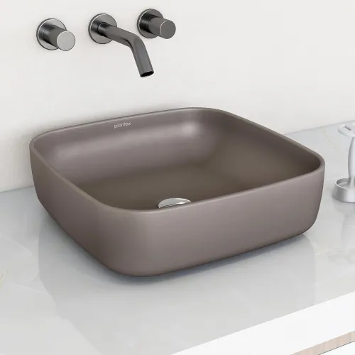 Image of Plantex Platinum Ceramic Countertop Wash Basin 16 x 16 Inch