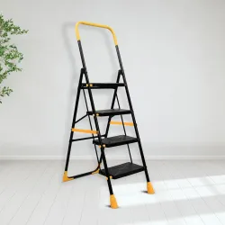Plantex Premium Steel 4 Step Foldable Ladder for Home use/Heavy Duty Ladder for Home with Anti Slip Steps and PVC Shoes/