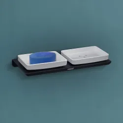 Plantex Primax Stainless Steel & ABS Double Soap Holder - Matt Black