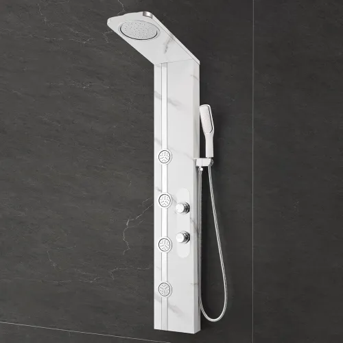 Image of Plantex Marble Textured Shower Panel with Showerhead for Bathroom