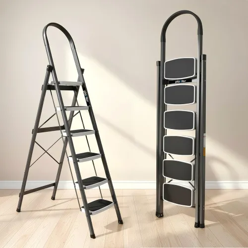 Image of Plantex Steel 6 Step Ladder for Home /Wide Anti Skid 6 Step Ladder Foldable/5