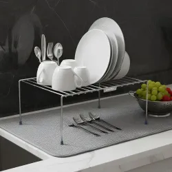 Plantex Stoarge Rack/Stainless Steel Shelf Divider with Minor Surface Marks from Transit, Fully Quality Checked/Storage Rack for Cabinet/Plate Stand/Dish Rack (Chrome)