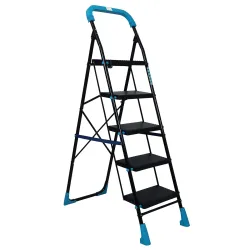 Plantex Stylo Heavy-Duty Mild-Steel Folding 5 Step Ladder for Home with Advanced Locking System