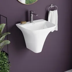 Plantex Wash Basin/Ceramic Wall Hung Half Pedestal Washbasin with 10 Years Glaze Warranty by Plantex/Wall Mount Basin fo