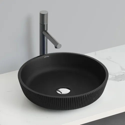 Image of Plantex Wash Basin for Bathroom/Glass Table Top Wash Basin/Countertop Basin for Home/Office - (Black)