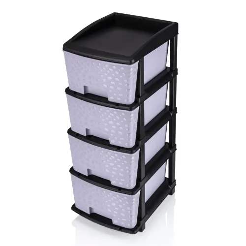 Image of Plastic 4 Tier Multipurpose Modular Drawer Storage Rack