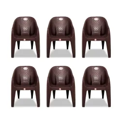 Plastic Arm Chair for Home, Garden, Office, Living Room, Cafeteria Plastic Outdoor Chair | 1 Year Warranty | Color - Bro