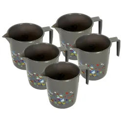 Heart Home Plastic Bath Mug Set 5pcs 1L Gray