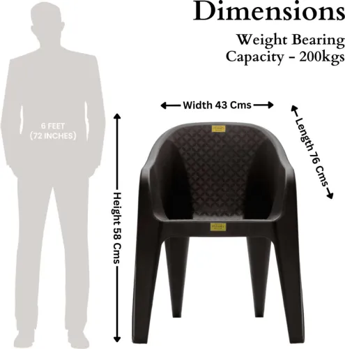 Image of Plastic Chair, Arm Chair for Home, Living Room Chair, Outdoor Chair Set of 1 Plastic Outdoor Chair (Brown, Pre-assembled