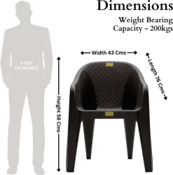 Plastic Chair, Arm Chair for Home, Living Room Chair, Outdoor Chair Set of 1 Plastic Outdoor Chair (Brown, Pre-assembled