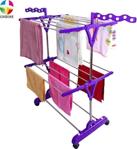 Image of Unizone Steel, Plastic Floor Cloth Dryer Stand 2-Tier 